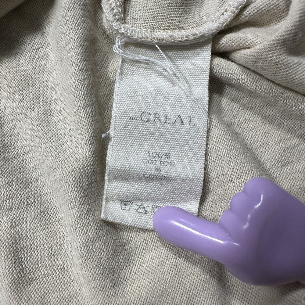 THE GREAT. Beige Cotton Tee with White Swan Graphic - Picture 12 of 13